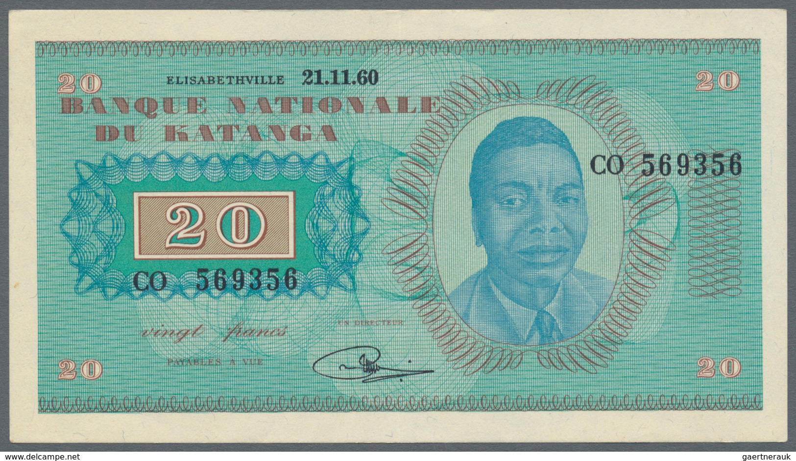 Katanga: Pair With 10 Francs December 15th 1960 And 20 Francs November 21st 1960, P.5, 6a, Both Vert - Sonstige – Afrika