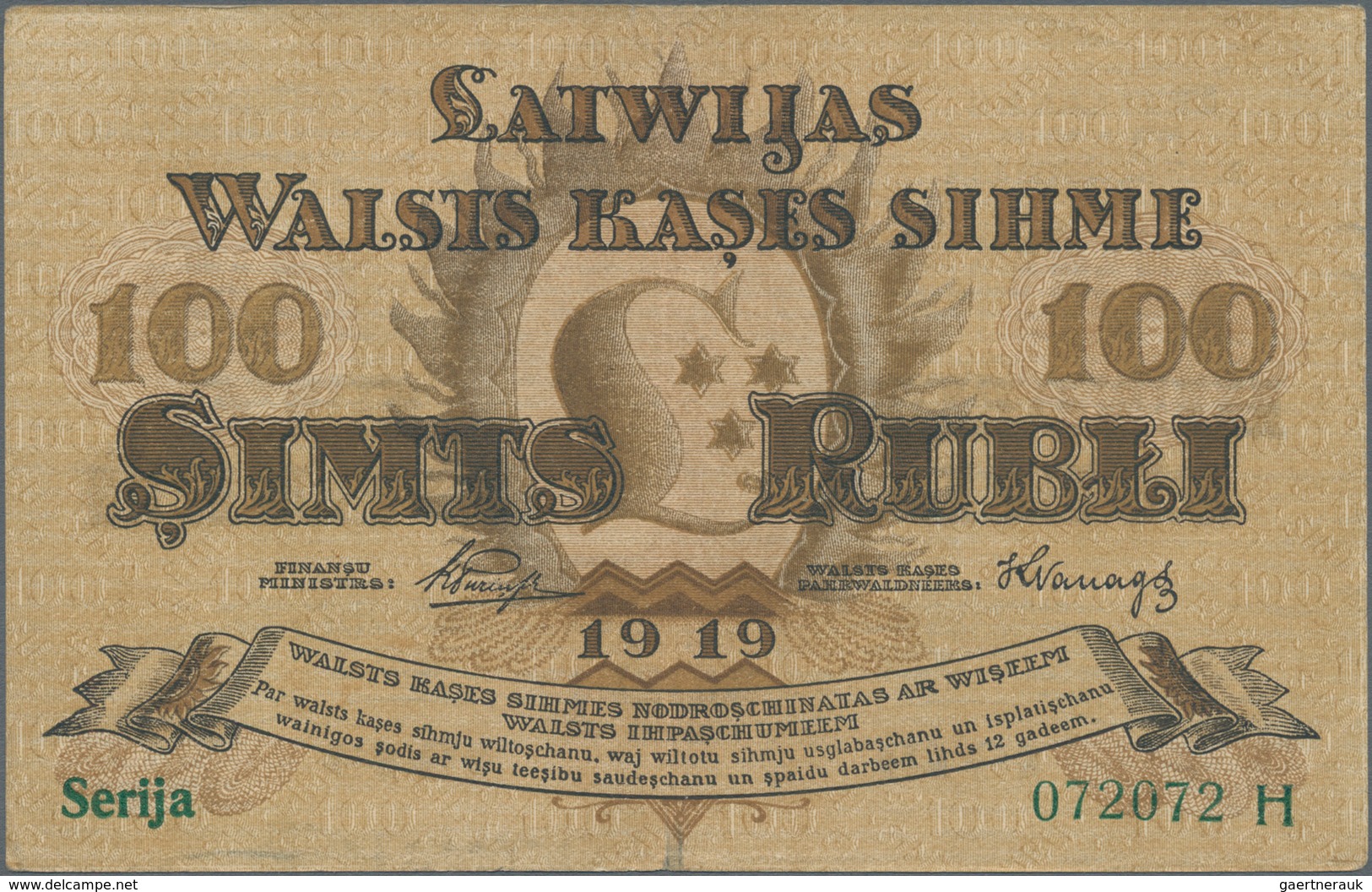 Latvia / Lettland: 100 Rubli 1919, P.7b, Still Nice With Bright Colors And Great Original Shape, Ver - Lettonie