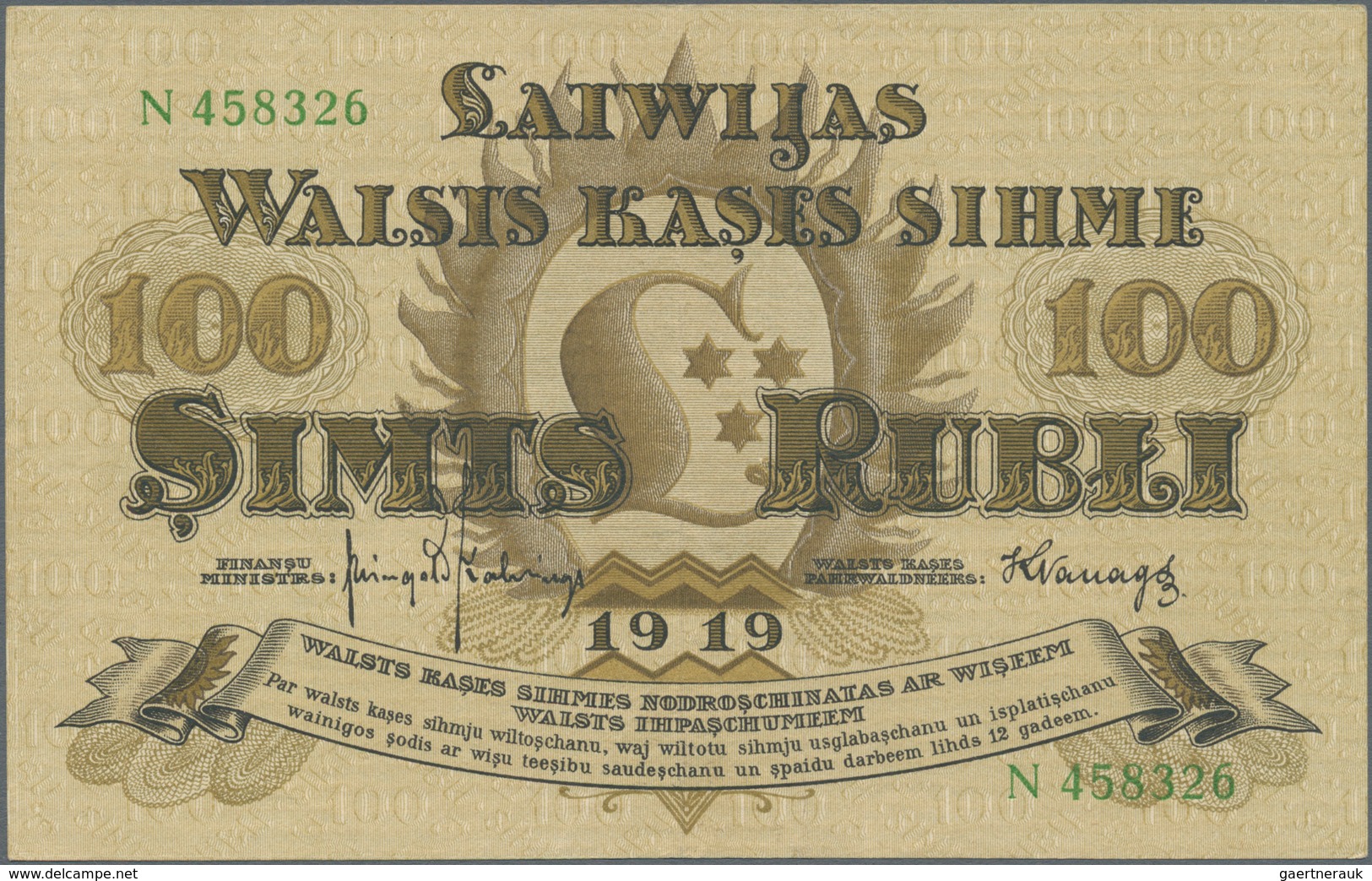 Latvia / Lettland: 100 Rubli 1919, P.7f In Excellent Condition, Three Times Vertically Folded And Ti - Letland