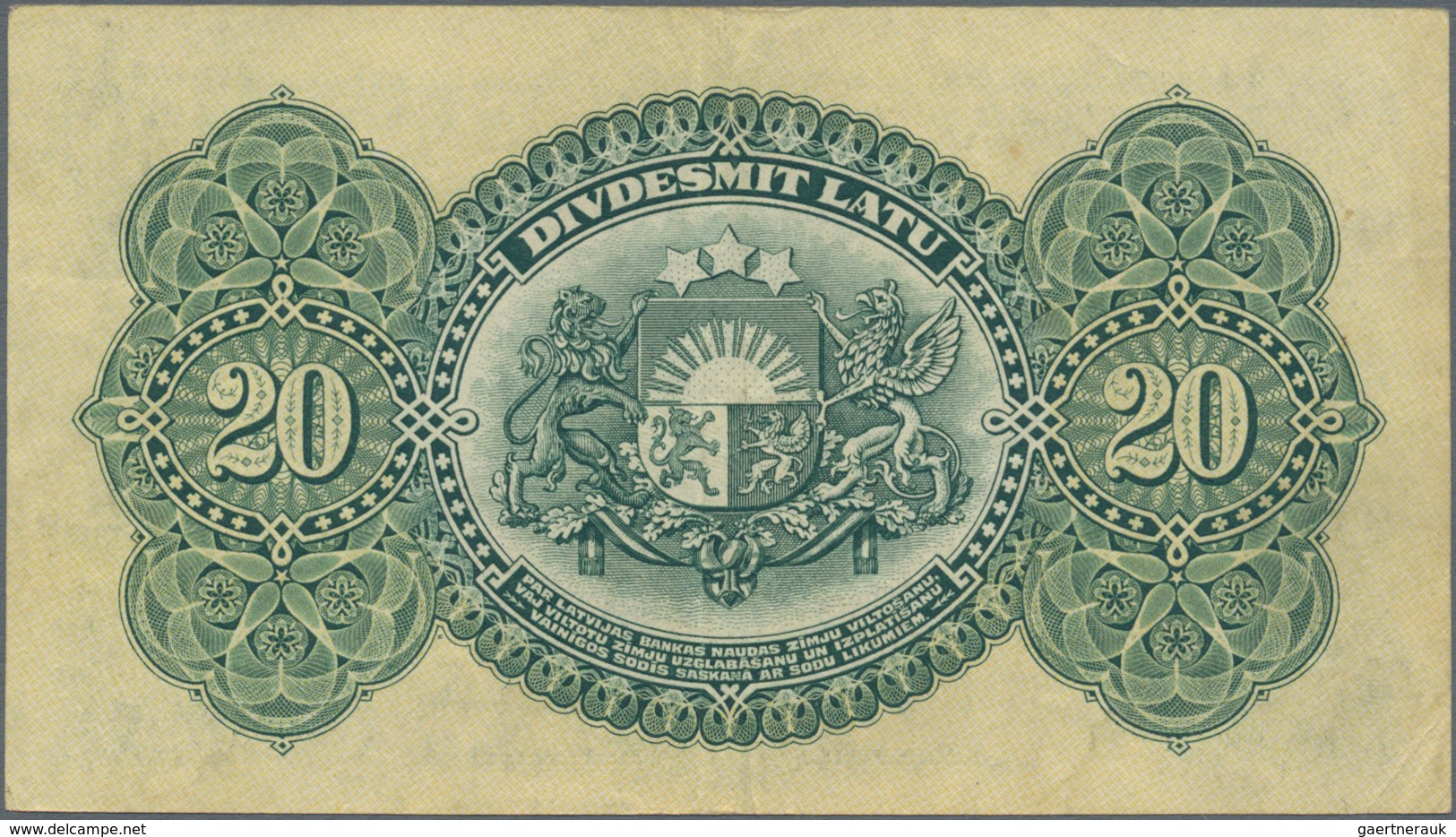 Latvia / Lettland: 20 Latu 1925, P.18a, Very Nice Item With Vertical Fold At Center And Pencil Annot - Letonia