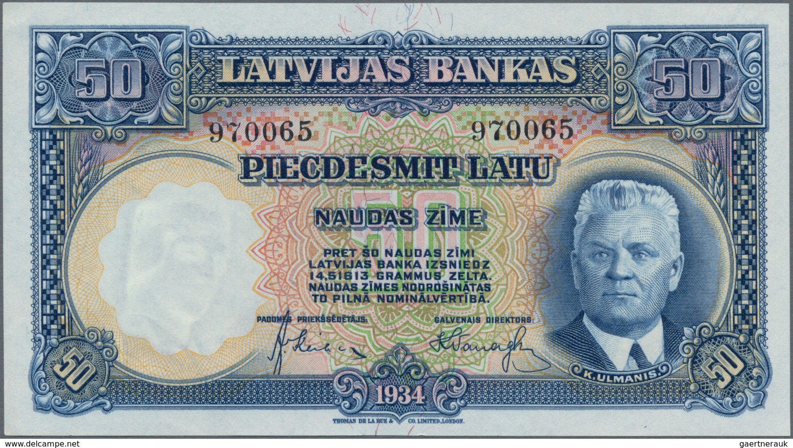 Latvia / Lettland: 50 Latu 1934 P. 20 In Condition: UNC. - Lettonie