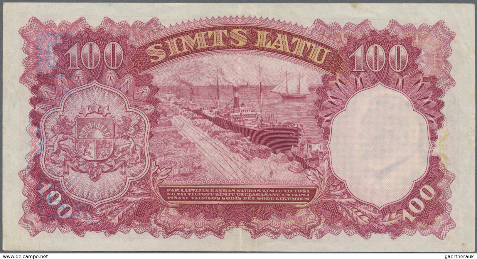 Latvia / Lettland: 100 Latu 1939 P. 22, Used With Center Fold, And Light Creases In Paper, No Holes - Letonia