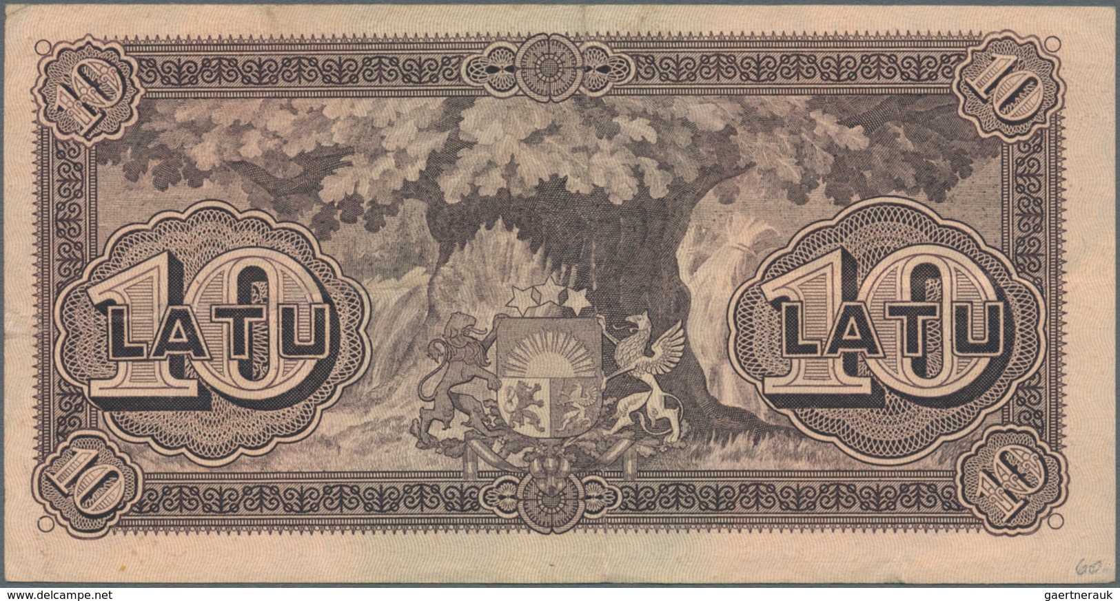 Latvia / Lettland: 10 Latu 1925, P.24e, Highly Rare Banknote In Excellent Condition, Three Times Fol - Letonia