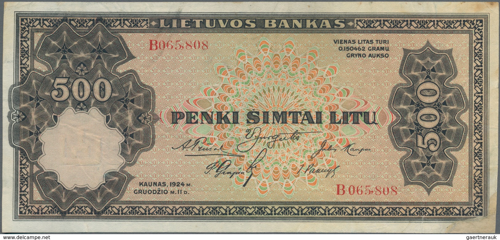 Lithuania / Litauen: 500 Litu 1924, P.21a, One Of The Key Notes Of Lithuania In Very Condition, With - Litouwen