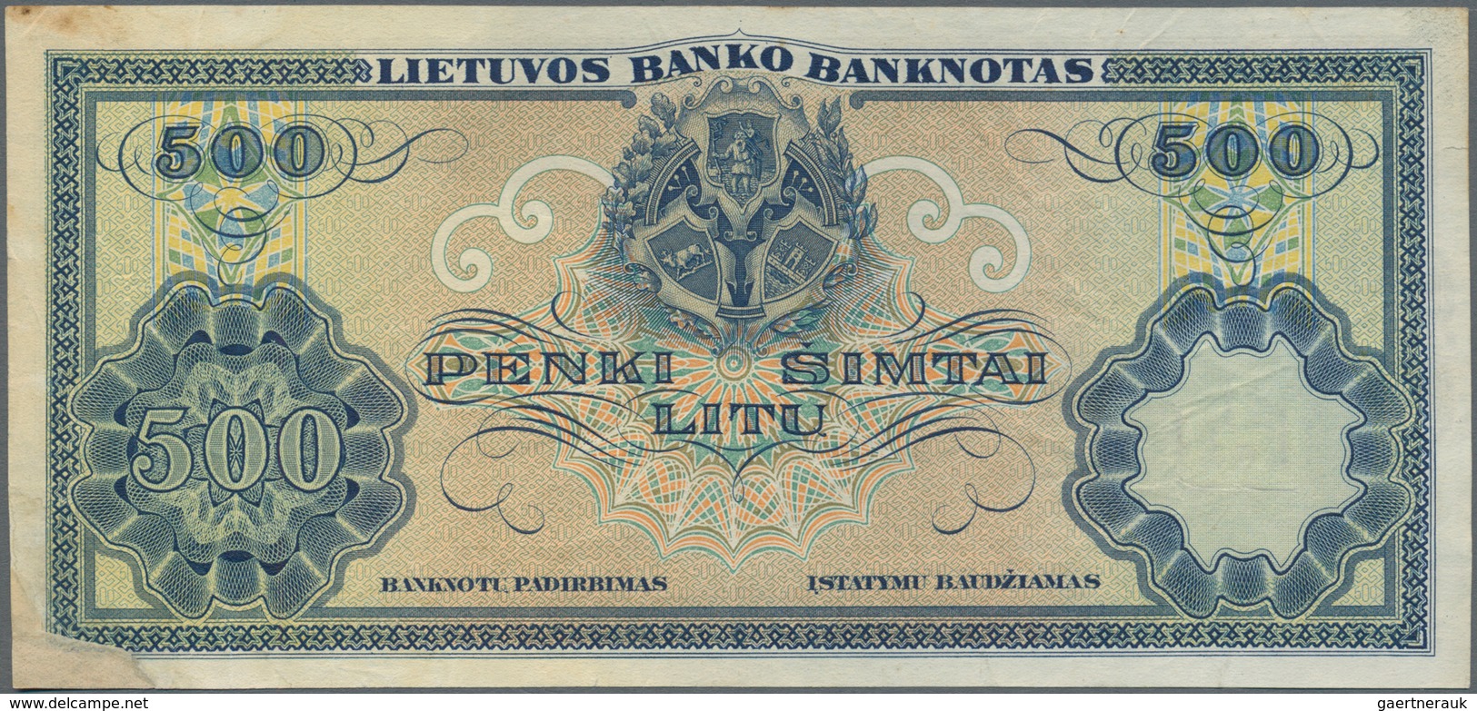 Lithuania / Litauen: 500 Litu 1924, P.21a, One Of The Key Notes Of Lithuania In Very Condition, With - Litouwen