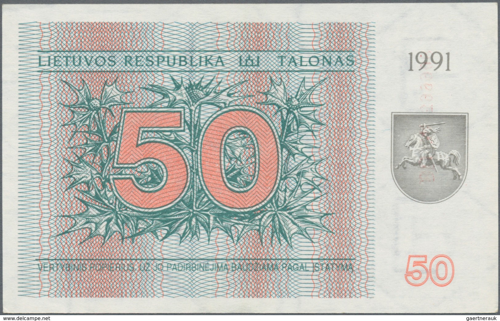 Lithuania / Litauen: Set With 12 Banknotes Of The 1991 Issue With 0,10, 0,20, 0,50, 1, 3, 5, 10, 25 - Litouwen