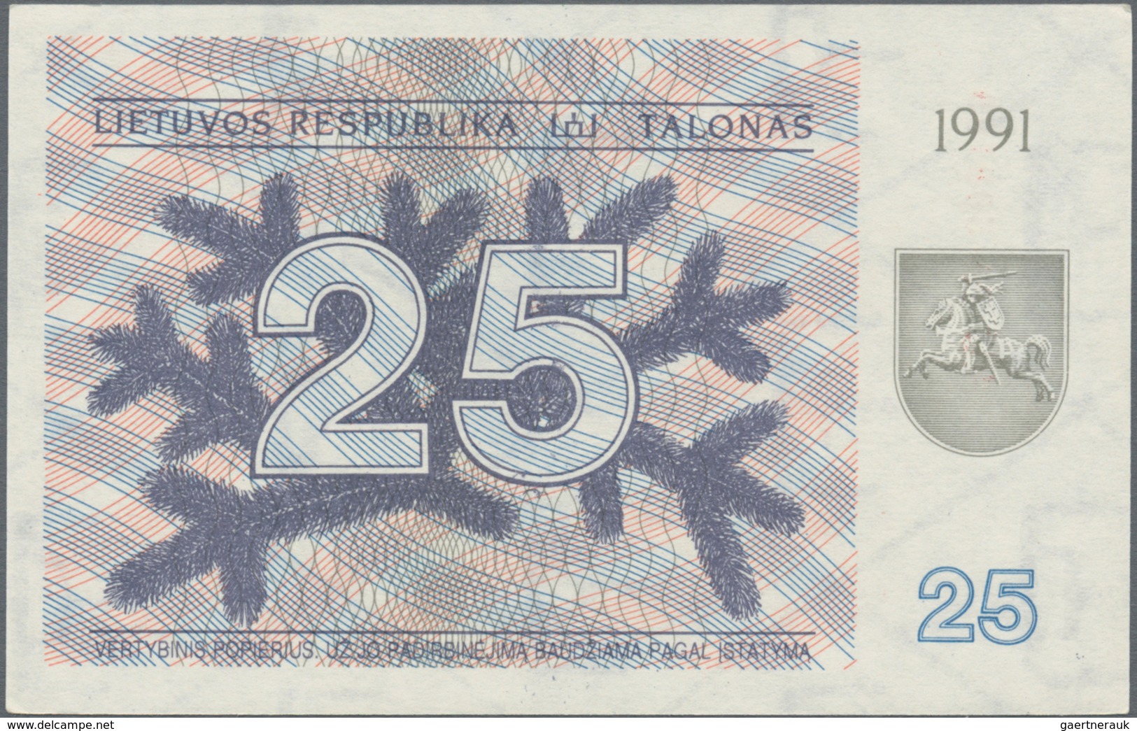 Lithuania / Litauen: Set With 12 Banknotes Of The 1991 Issue With 0,10, 0,20, 0,50, 1, 3, 5, 10, 25 - Litauen