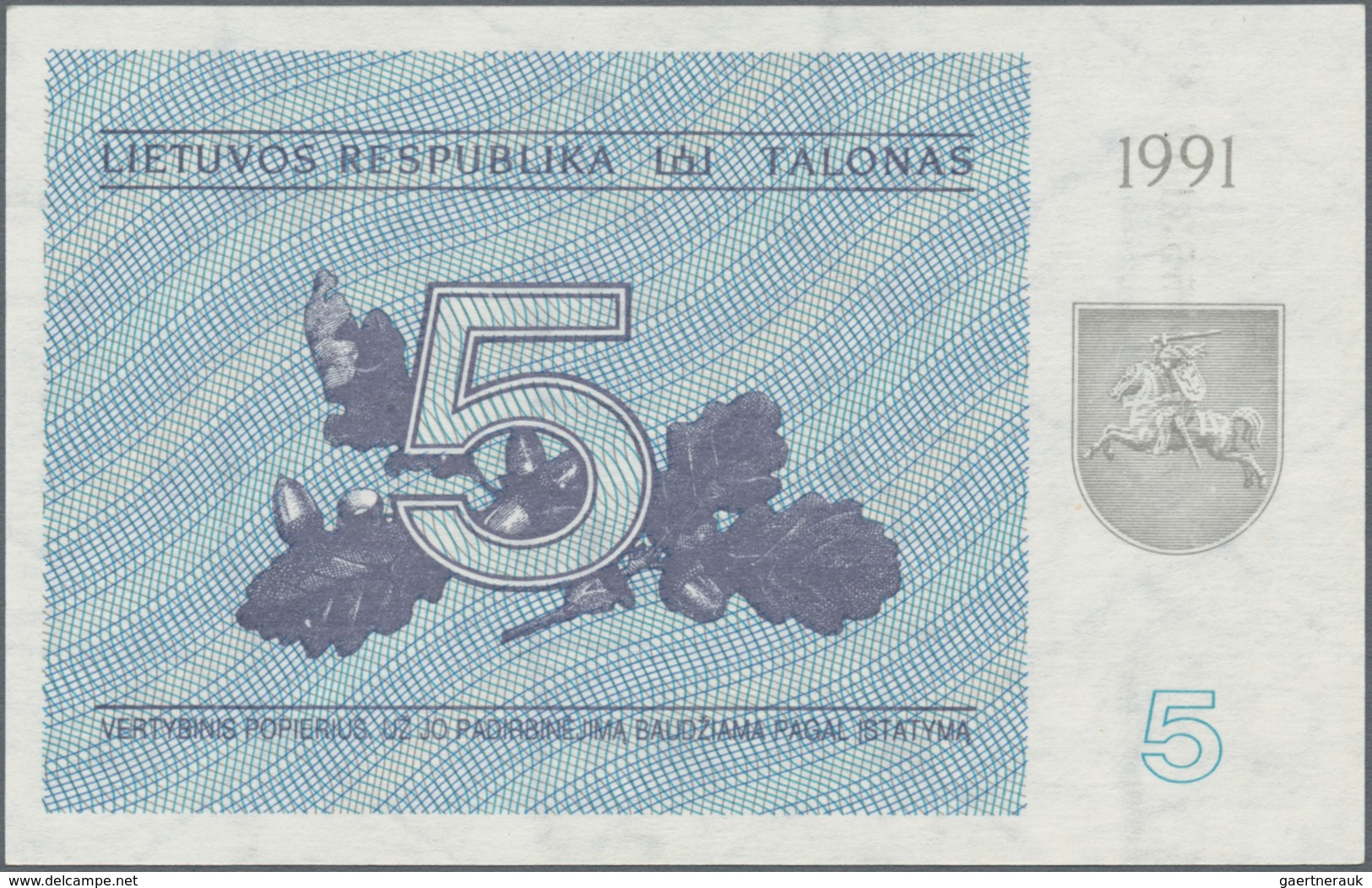 Lithuania / Litauen: Set with 12 Banknotes of the 1991 issue with 0,10, 0,20, 0,50, 1, 3, 5, 10, 25