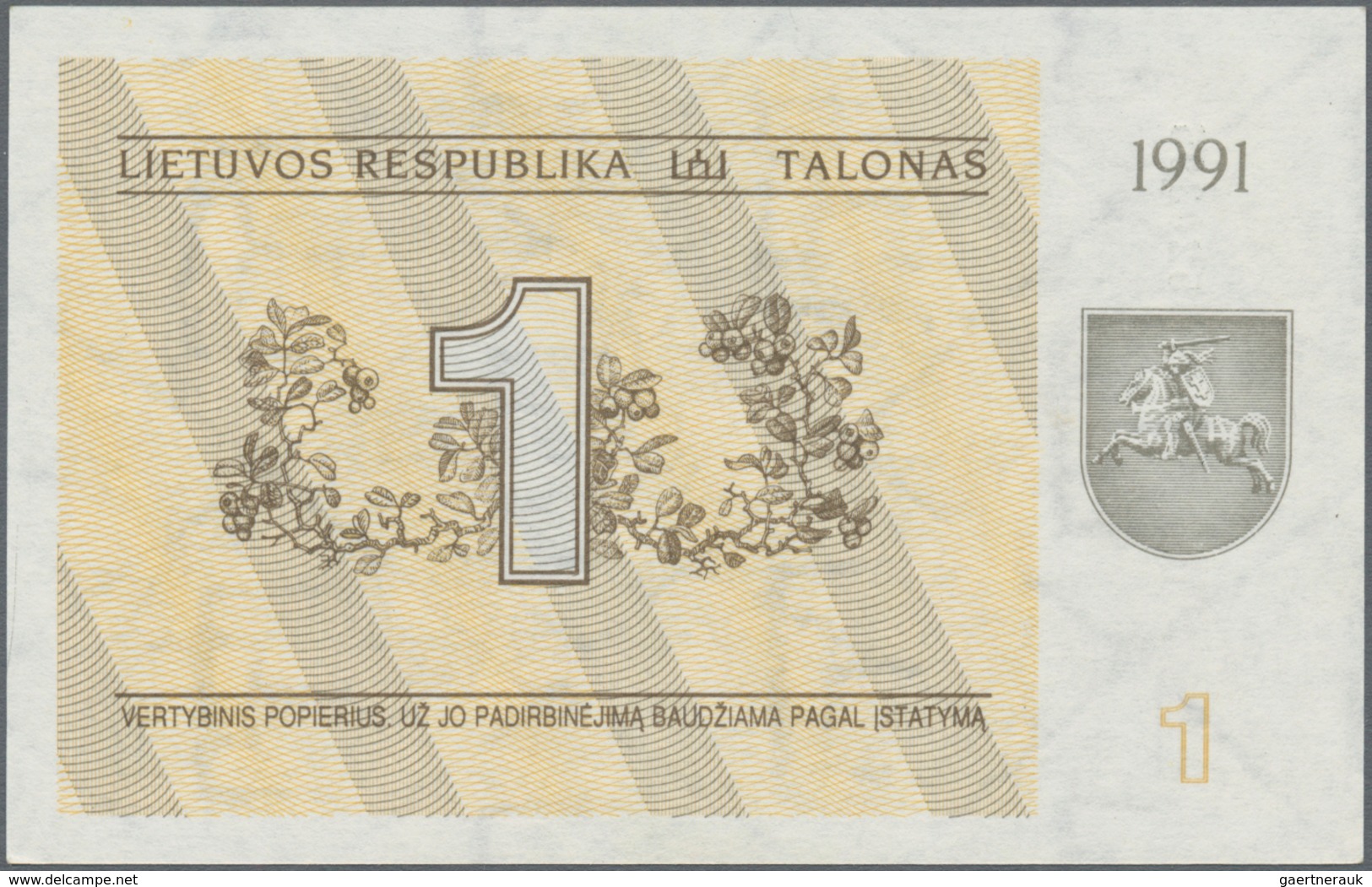 Lithuania / Litauen: Set with 12 Banknotes of the 1991 issue with 0,10, 0,20, 0,50, 1, 3, 5, 10, 25