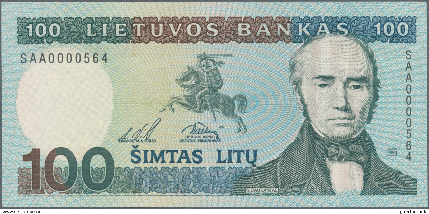 Lithuania / Litauen: Pair With 10 Litu 1991 P.47b And 100 Litu 1994 P.50b, Both In UNC Condition. (2 - Litauen