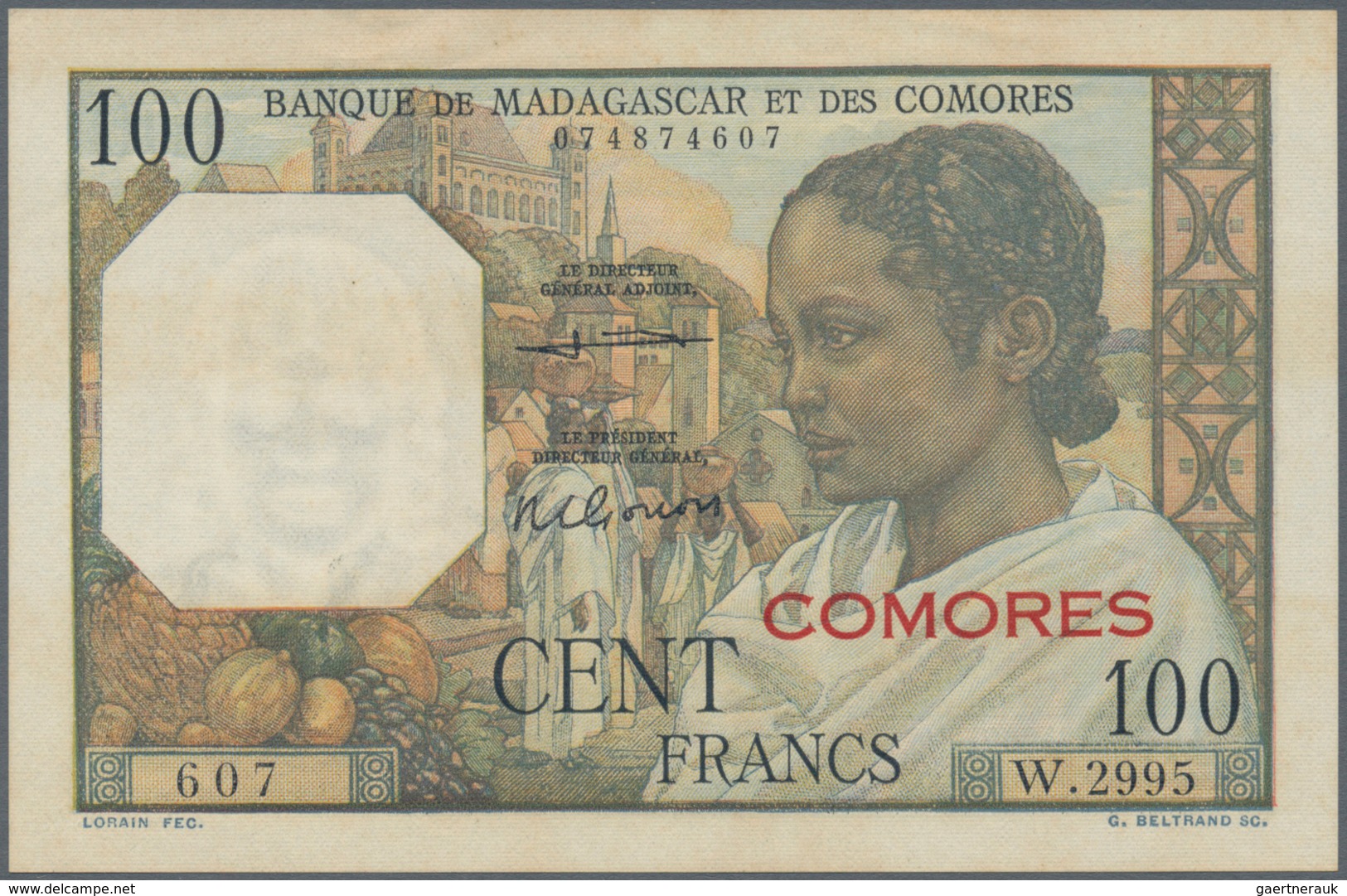 Madagascar: Set Of 2 Notes Madagascar / Comores Containing 500 Francs 1950 P. 47a, Used With Folds, - Madagaskar