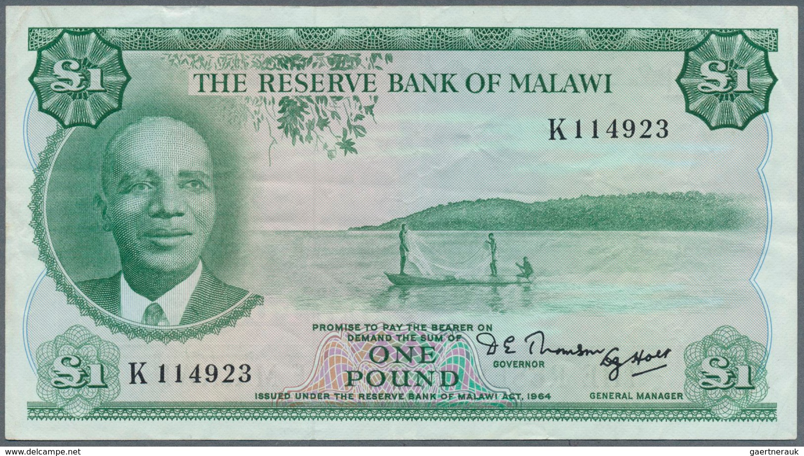 Malawi: Set With 3 Banknotes 1960's/70's Containing 50 Tambala, 1 Pound And 10 Kwacha, P.3, 9, 21 In - Malawi