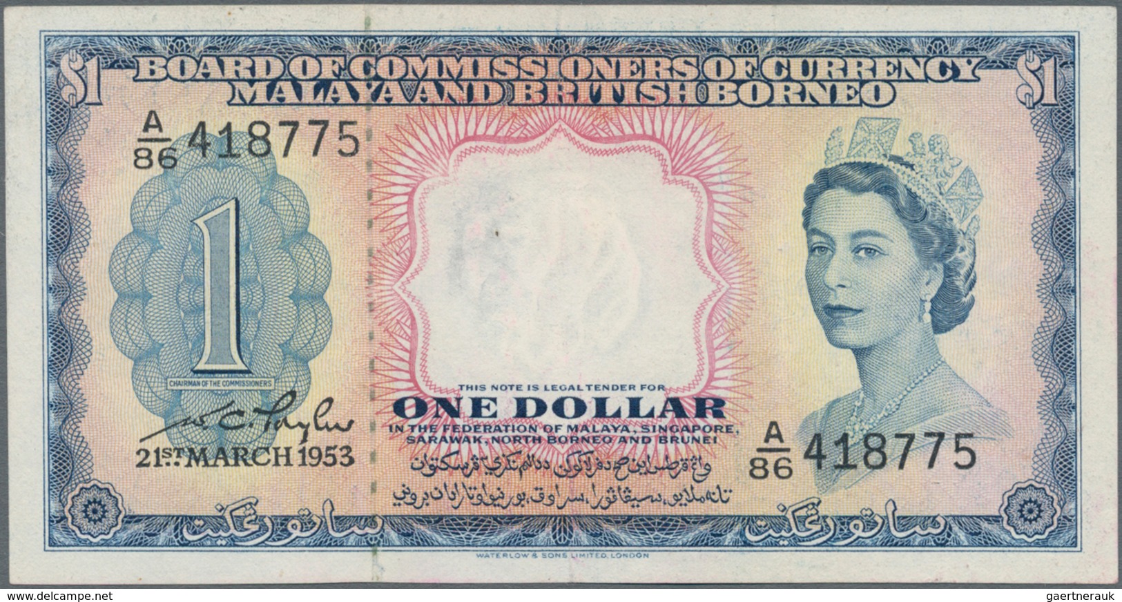 Malaya & British Borneo: Pair With 1 And 10 Dollars 1953, P.1, 3, Both In VF/VF+ Condition. (2 Pcs.) - Maleisië