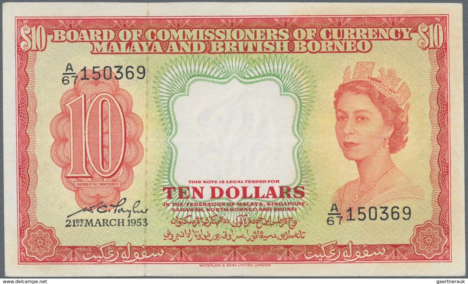 Malaya & British Borneo: Pair With 1 And 10 Dollars 1953, P.1, 3, Both In VF/VF+ Condition. (2 Pcs.) - Malasia