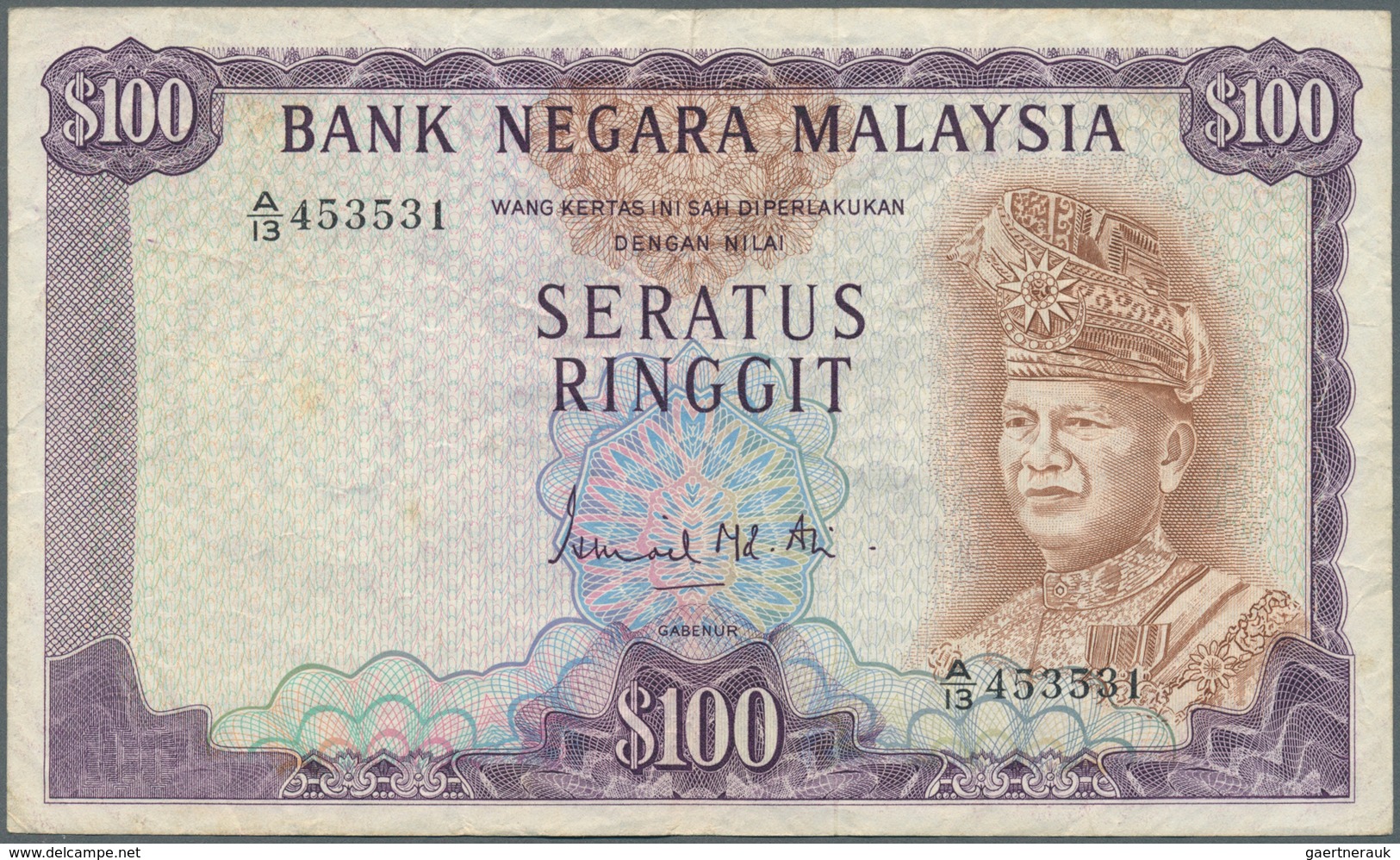 Malaysia: Bank Negara Malaysia 100 Ringgit ND(1976-81), P.17, Still Nice And Attractive Note With A - Maleisië