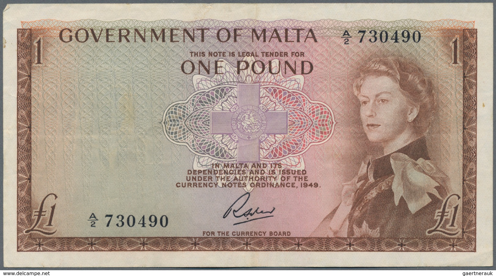 Malta: Set Of 2 Notes 1 Pound ND(1963/69) P. 26, 29, Both In Similar Condition With Only Light Folds - Malta