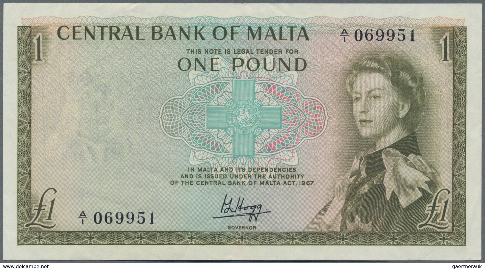 Malta: Set Of 2 Notes 1 Pound ND(1963/69) P. 26, 29, Both In Similar Condition With Only Light Folds - Malta