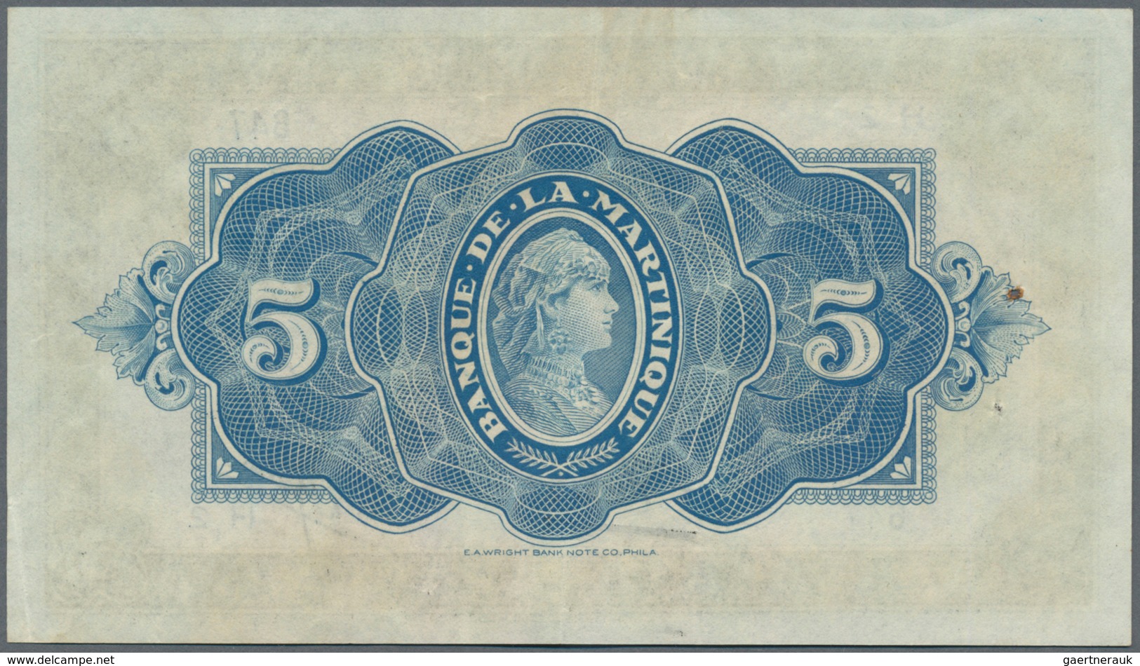 Martinique: 5 Francs 1942 P. 16b, Light Folds And Handling In Paper, No Holes Or Tears, Crispness In - Andere & Zonder Classificatie