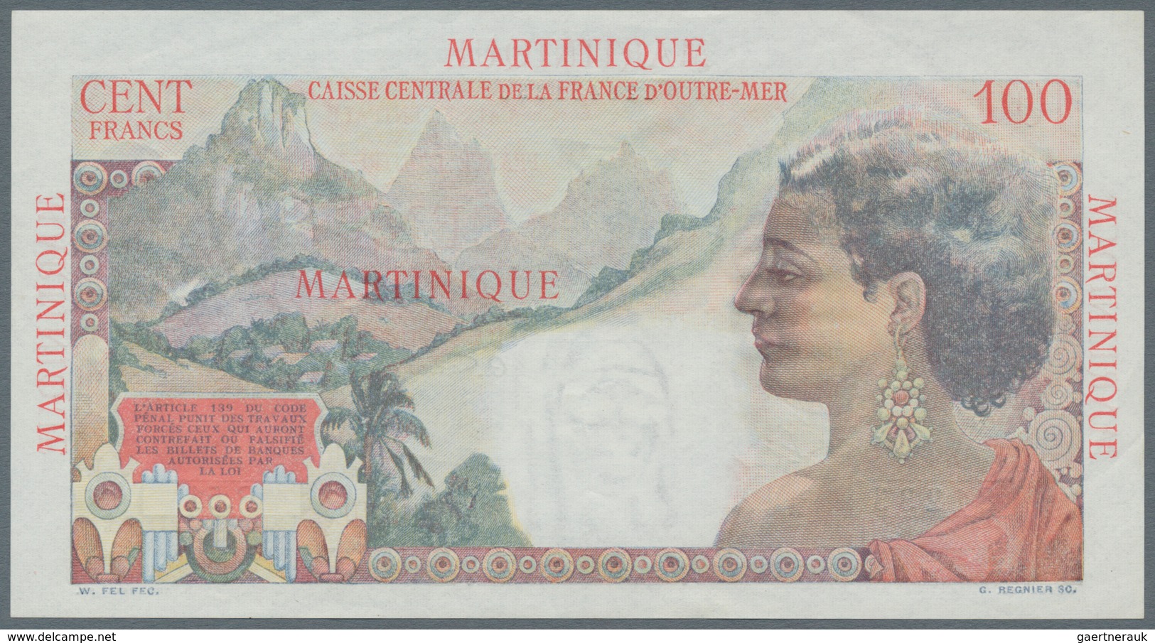 Martinique: 100 Francs ND(1937-39) P. 31, In Extraordinary Condition For This Type Of Note, Only A L - Sonstige & Ohne Zuordnung