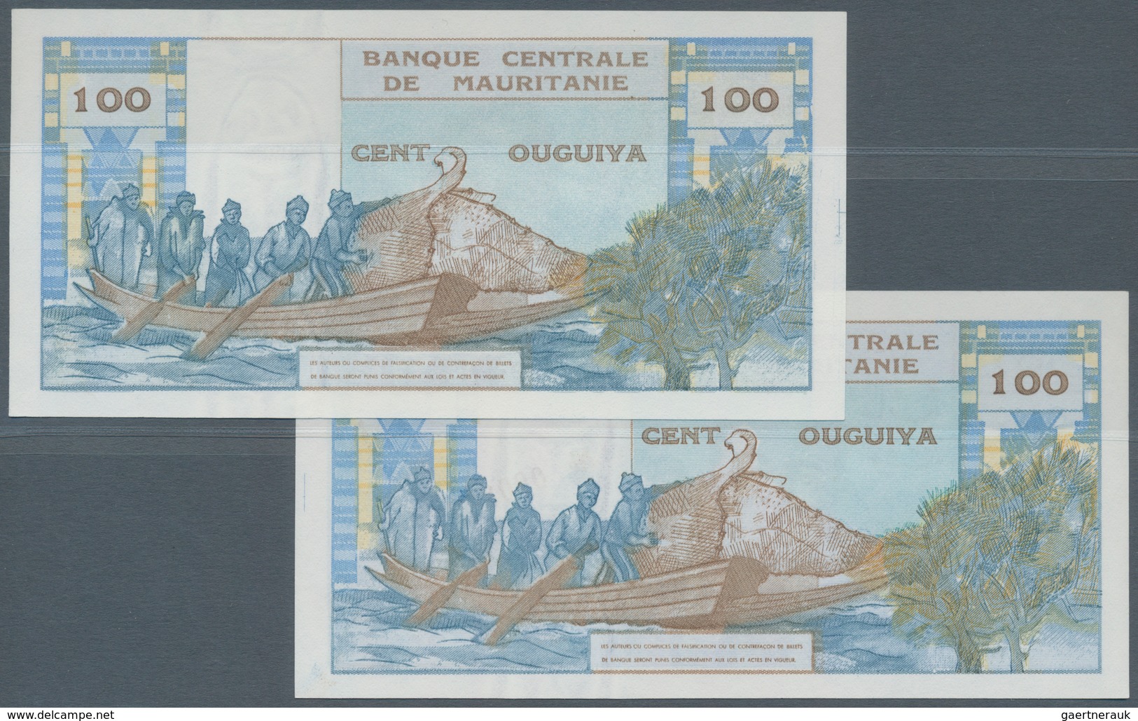 Mauritania / Mauretanien: Set Of 2 Notes Containing 100 Ouguyia 1973 One As Issued And One As Specim - Mauritania