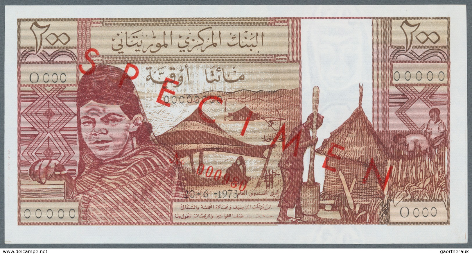 Mauritania / Mauretanien: 200 Ouguiya Specimen P. 2s, In Condition: UNC. - Mauritanië