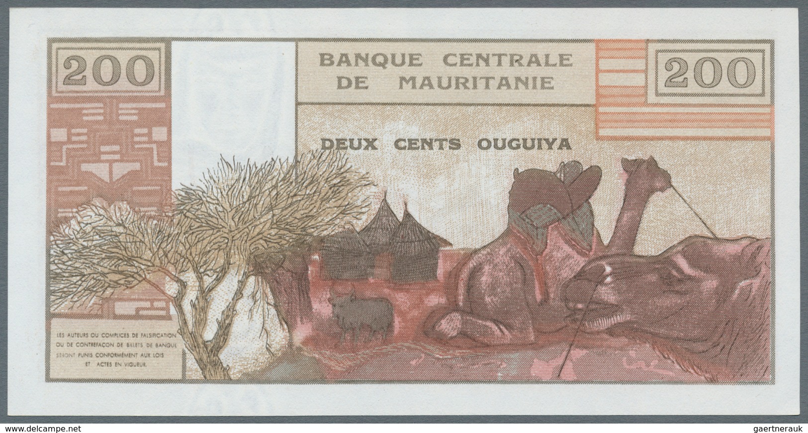 Mauritania / Mauretanien: 200 Ouguiya Specimen P. 2s, In Condition: UNC. - Mauritania