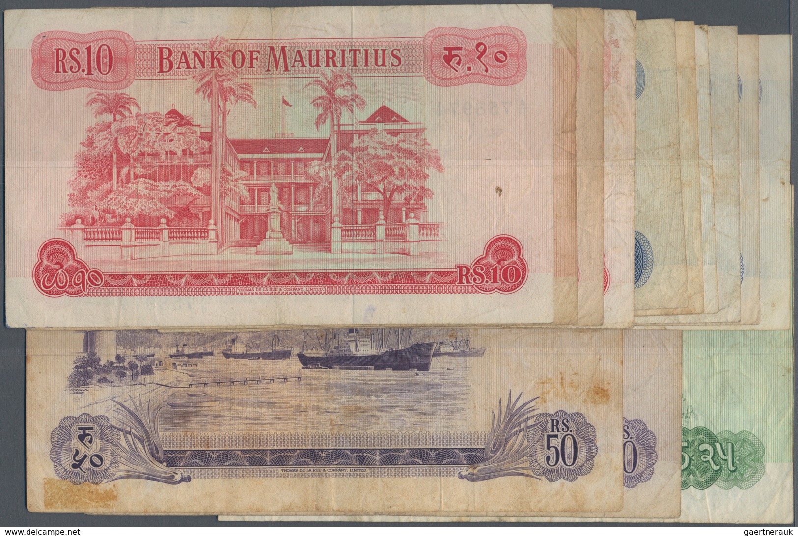 Mauritius: Set Of 13 Banknotes Containing 5x 5 Rupees ND(1967) P. 30 (F), 4x 10 Rupees ND(1967) P. 3 - Mauricio