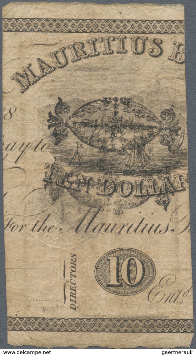 Mauritius: 1 Dollar Special Finance Committee 01.09.1842 / 01.02.1844, Printed On The Back Of Cut Up - Mauritius