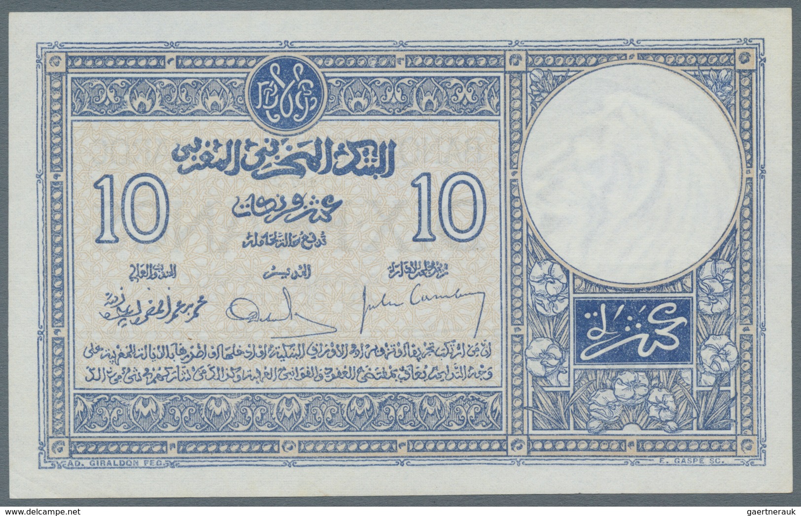 Morocco / Marokko: 10 Francs 1928 P. 11, In Condition: AUNC. - Marokko