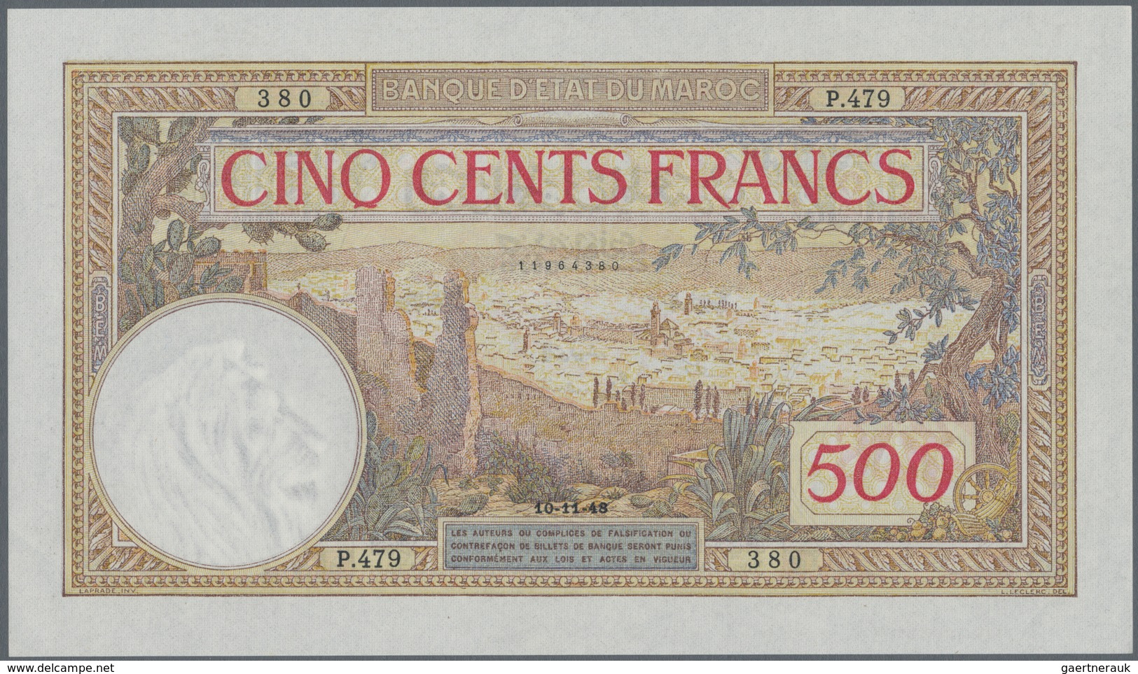 Morocco / Marokko: 500 Francs 1948 P. 15, Without Holes Or Tears, Crisp Original Paper And Original - Marruecos