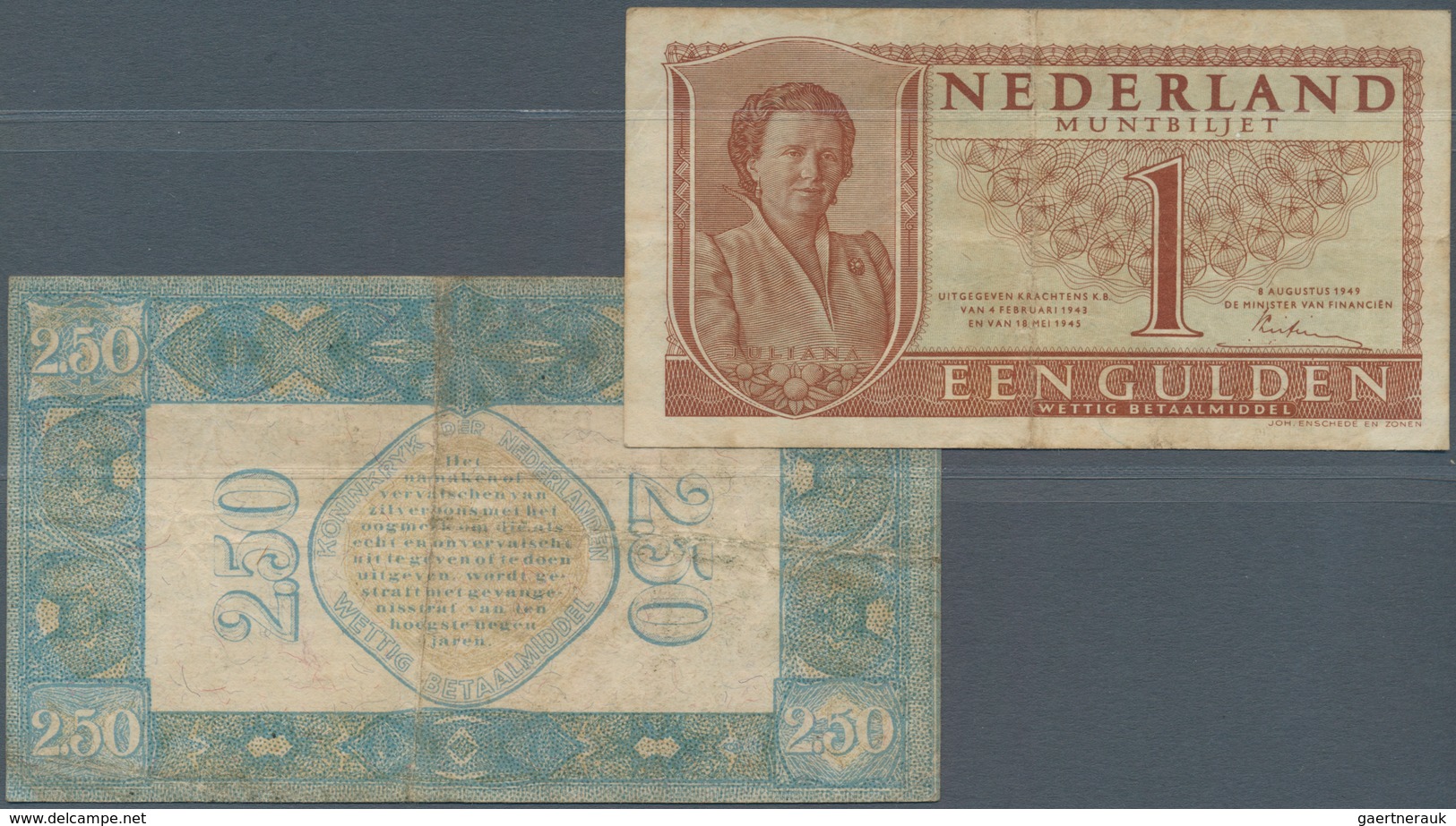 Netherlands / Niederlande: Interesting Set Of 1 And 2.50 Gulden P. 18, 72, Both With Same Serial Whi - Andere & Zonder Classificatie