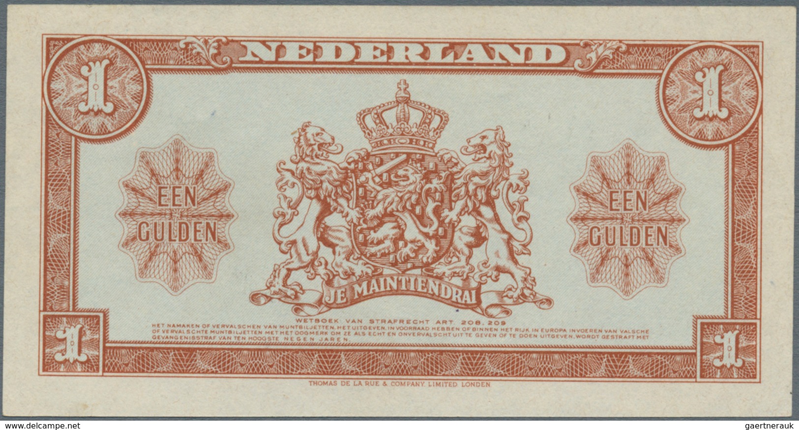 Netherlands / Niederlande: 1 Gulden 1945 P. 70, Probably Proof Print, Without Serial Numbers On Fron - Otros & Sin Clasificación