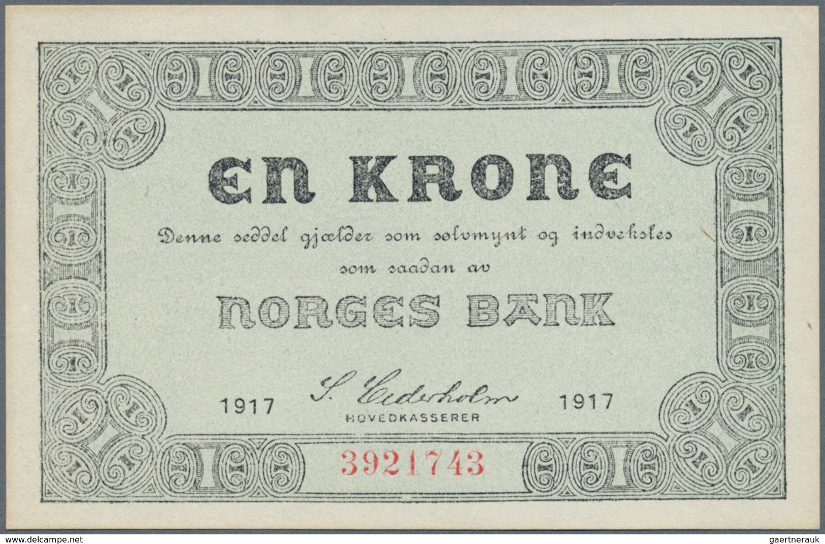 Norway / Norwegen: Set Of 2 Banknotes 1 Kroner 1917 P. 13, Both With Crisp Paper And Only Light Dint - Noorwegen