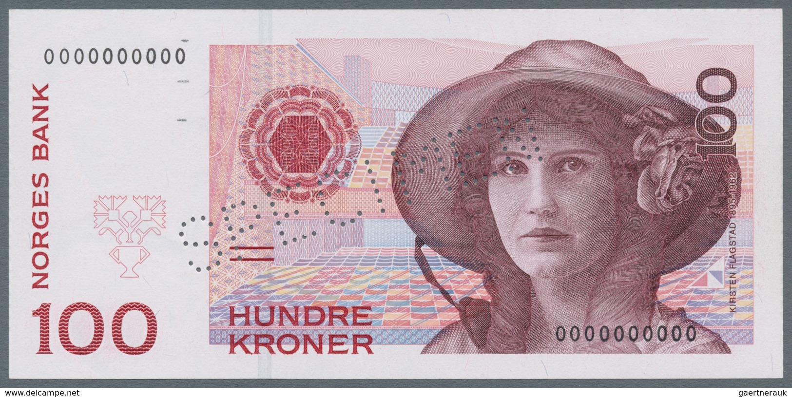 Norway / Norwegen: 100 Kroner 1995 Specimen P. 47s, In Condition: UNC. - Norwegen