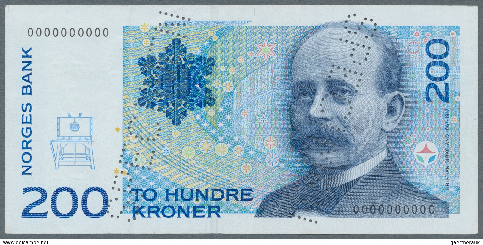 Norway / Norwegen: Rare Note Of 200 Kroner 1994 Specimen P. 48s In Condition: VF+ To XF-. - Norwegen