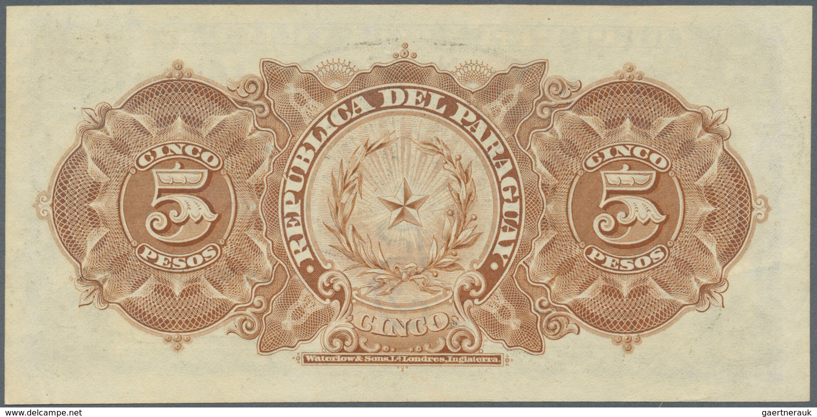 Paraguay: 5 Pesos 1907 With Provisional Overstamp "Emision Del Estado 11 De Enero De 1912", P. 127, - Paraguay