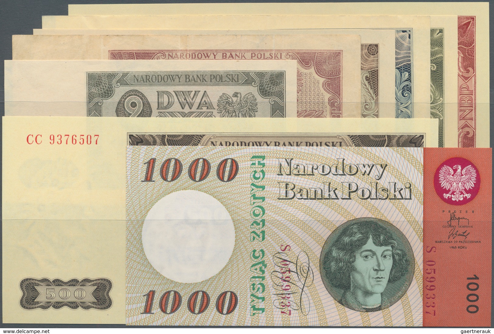 Poland / Polen: Very Nice Set With 8 Banknotes Comprising 2, 5, 10, 20, 50, 100 And 500 Zlotych 1948 - Polen