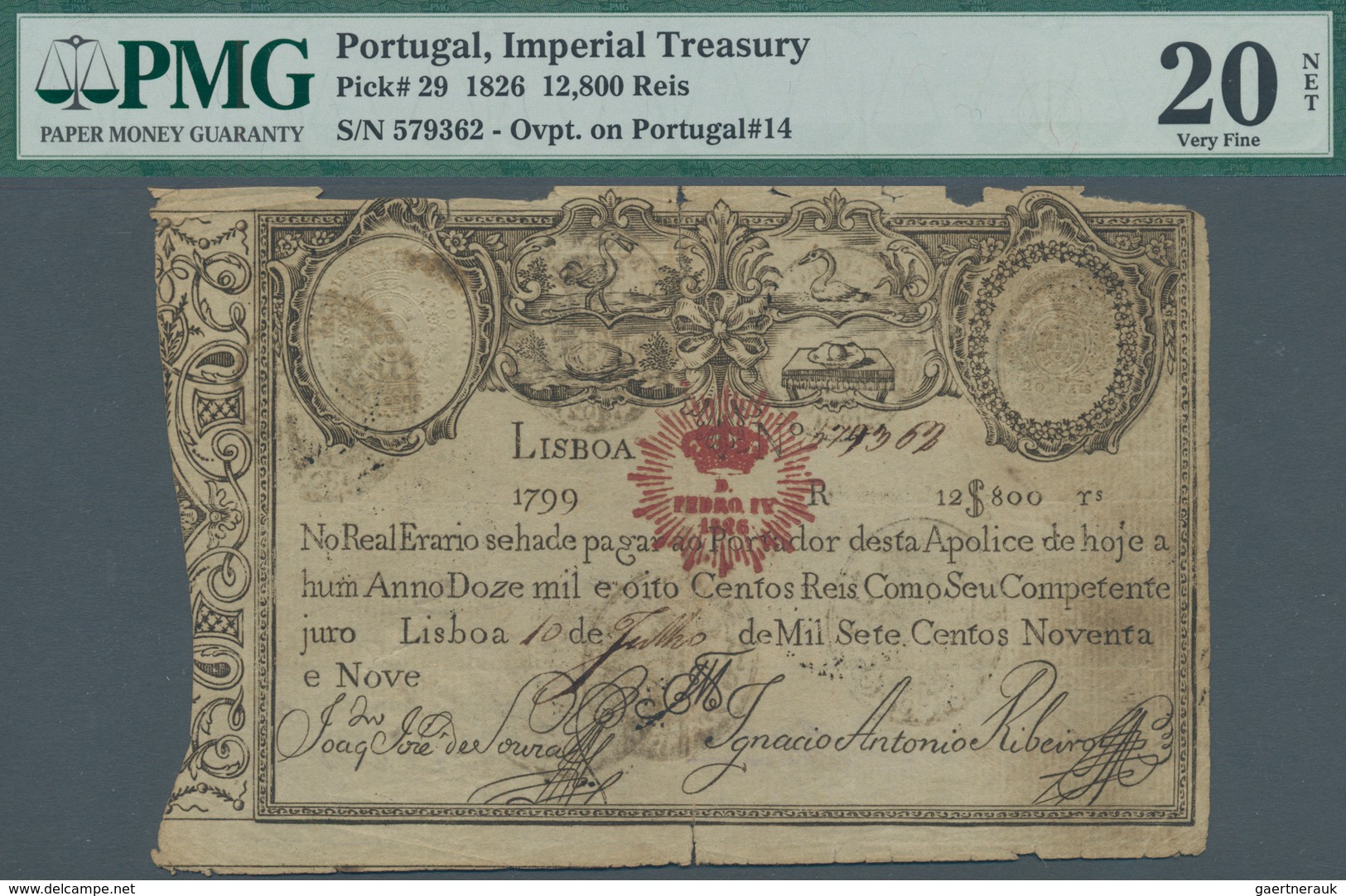 Portugal: 12.800 Reis 1826, P.29, Much Better Condition Then Normally Offered But Still With Tears A - Portugal