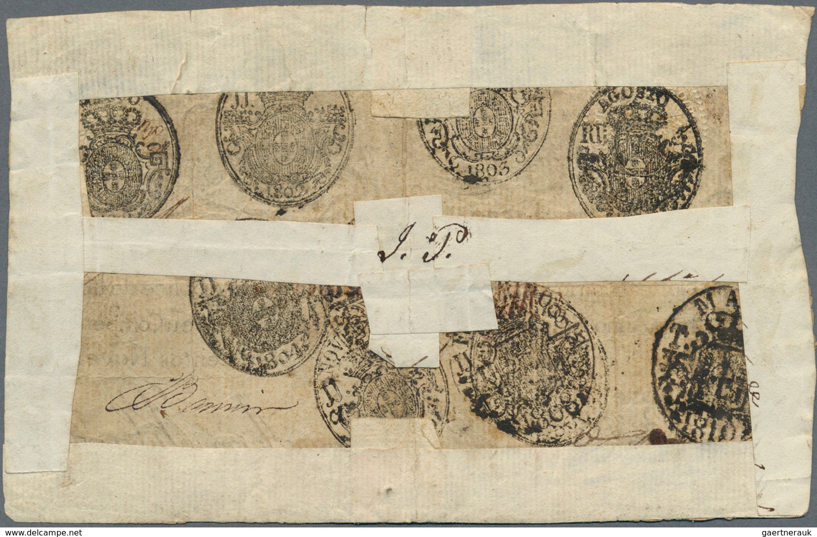 Portugal: 6400 Reis 1799 Revalidation Issue "Miguel" P. 39, Stronger Used, Folds And Stain In Paper, - Portugal