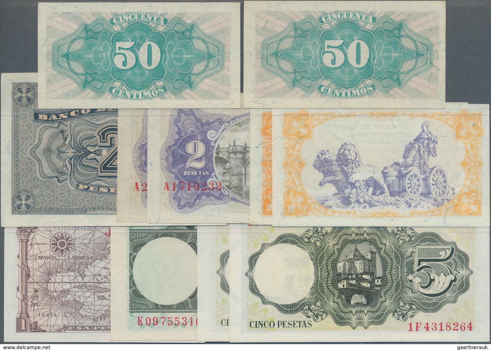 Portugal: Set Of 11 Notes Containing 2x 50 Centimos 1937 P. 93 (UNC), 2x 1 Peseta 1937 P. 94 (UNC), - Portugal