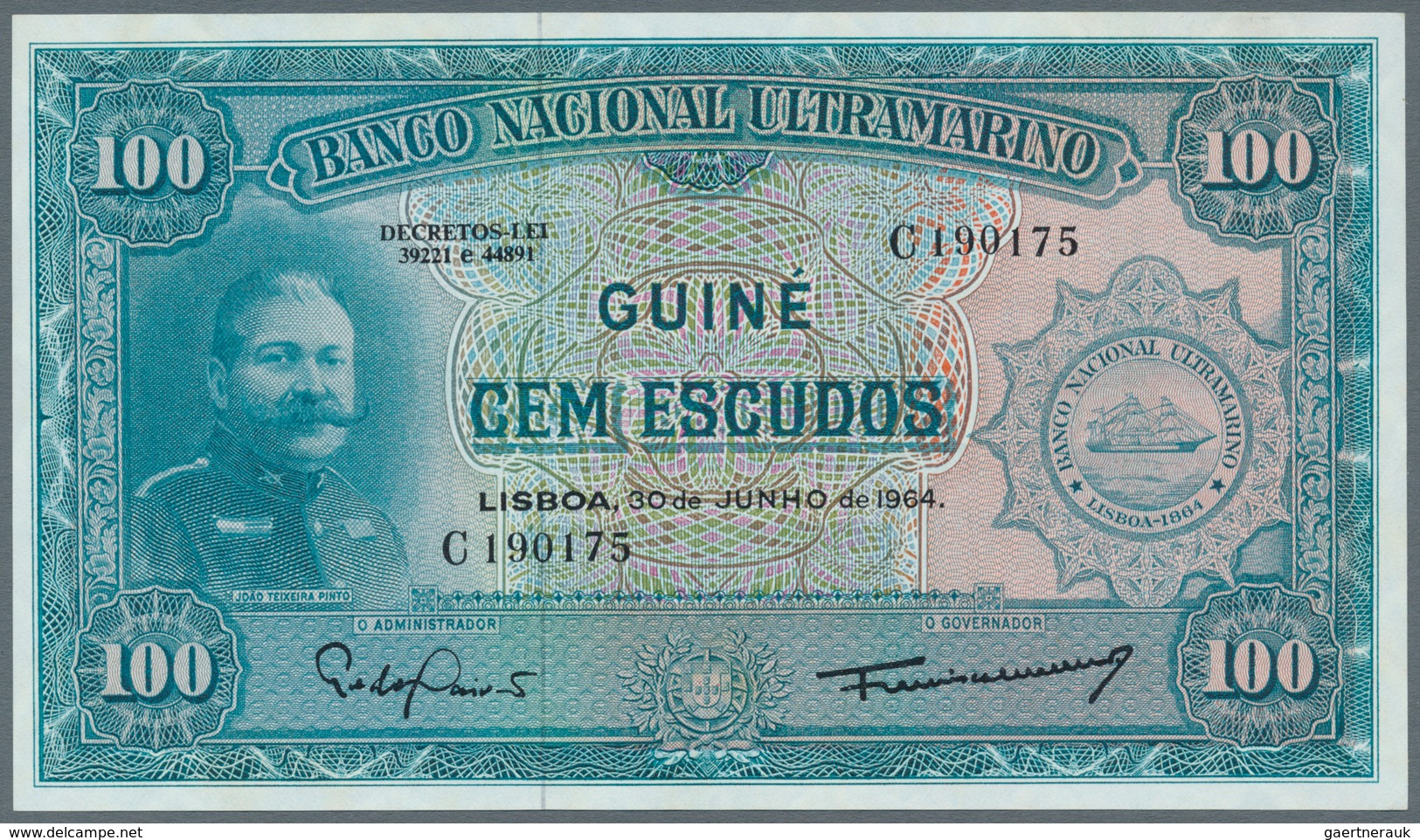 Portuguese Guinea  / Portugiesisch Guinea: 100 Escudos 1964, P.41, Excellent Condition With Only One - Guinea