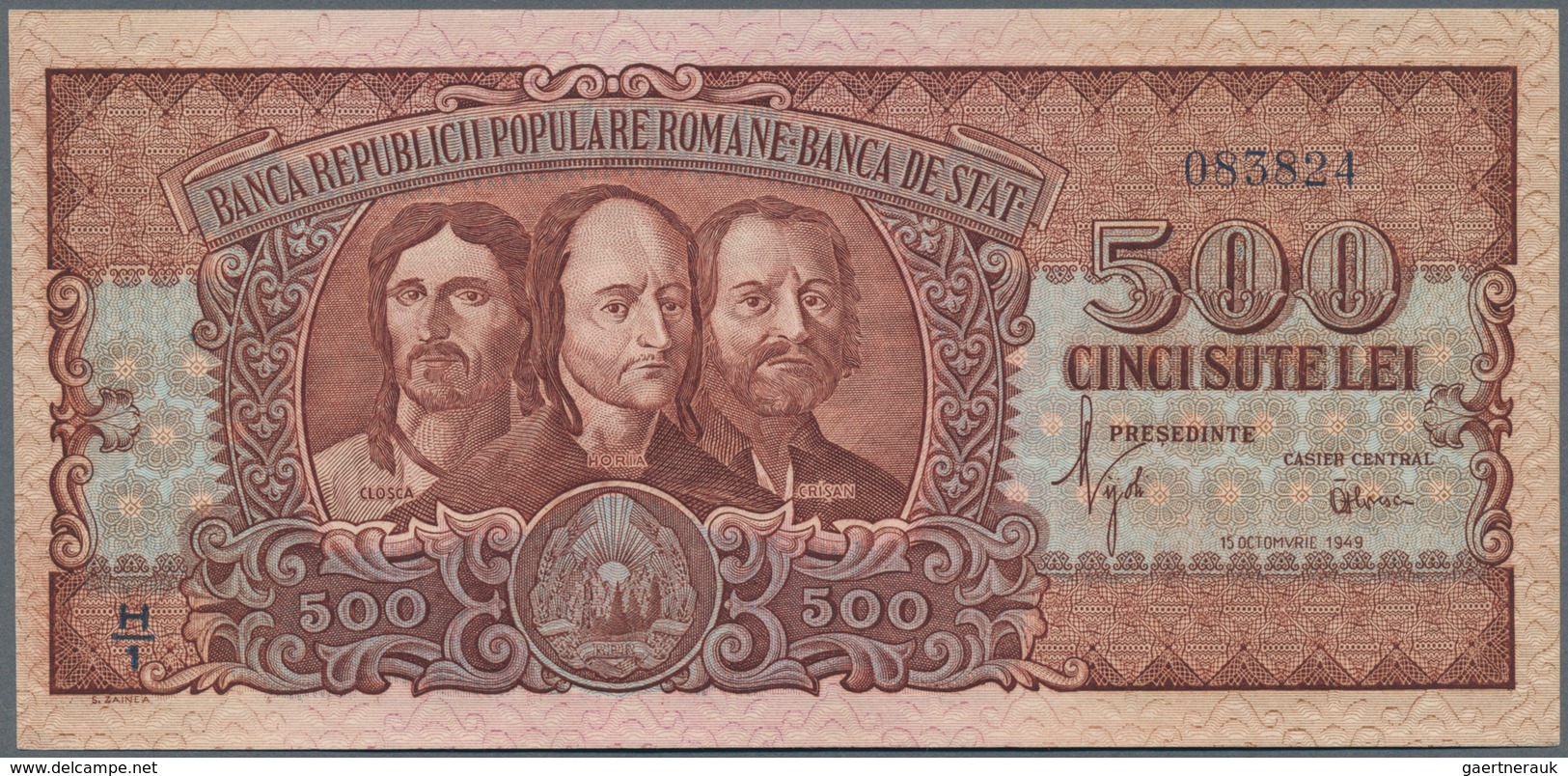 Romania / Rumänien: Banca Republicii Populare Române 500 Lei 1949, P.86, Highly Rare Note In UNC Con - Rumania