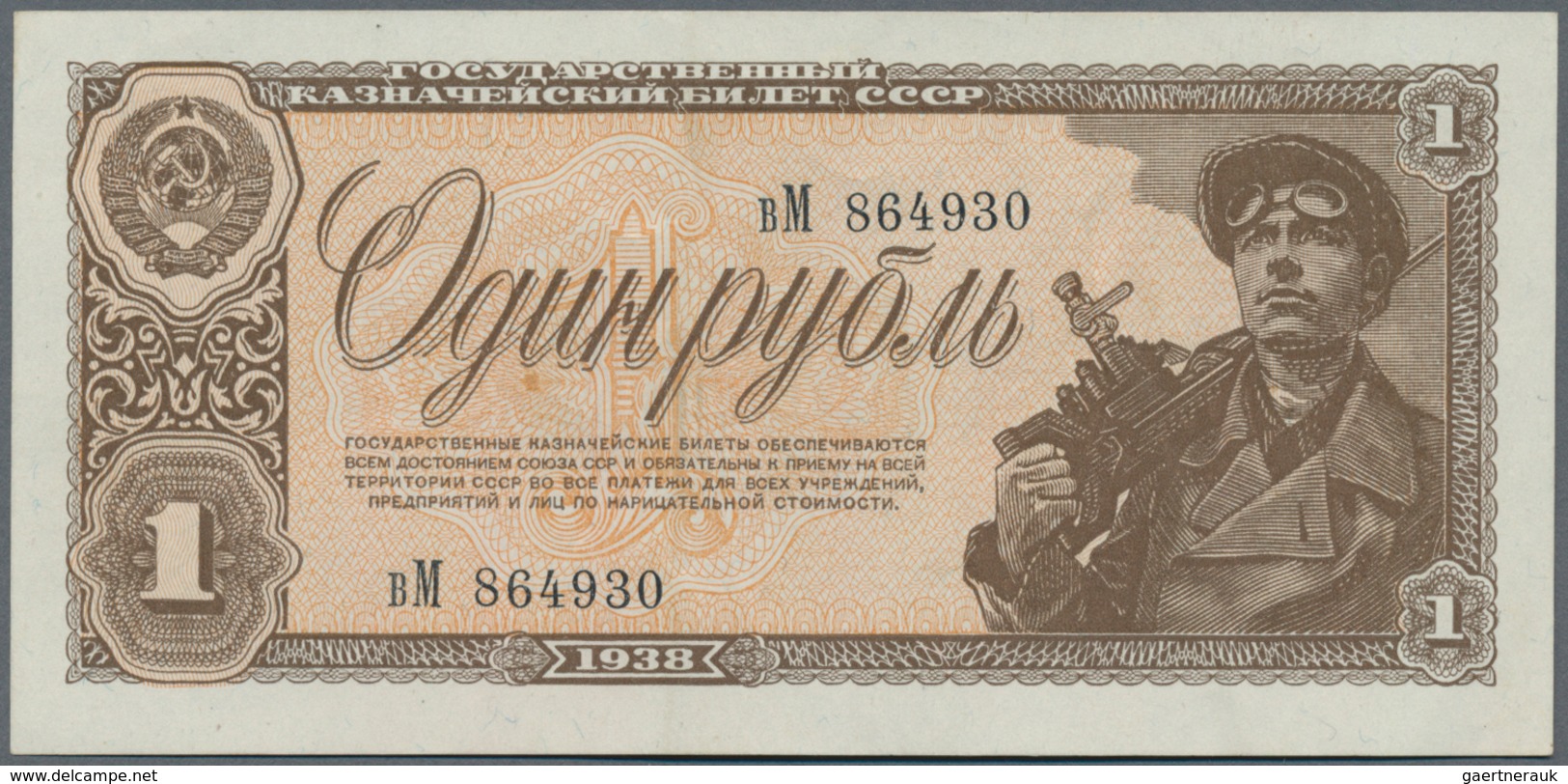 Russia / Russland: Lot with 10 Banknotes comprising 1 Gold Ruble 1928 in F+, 2 x 1, 2 x 3 and 2 x 5