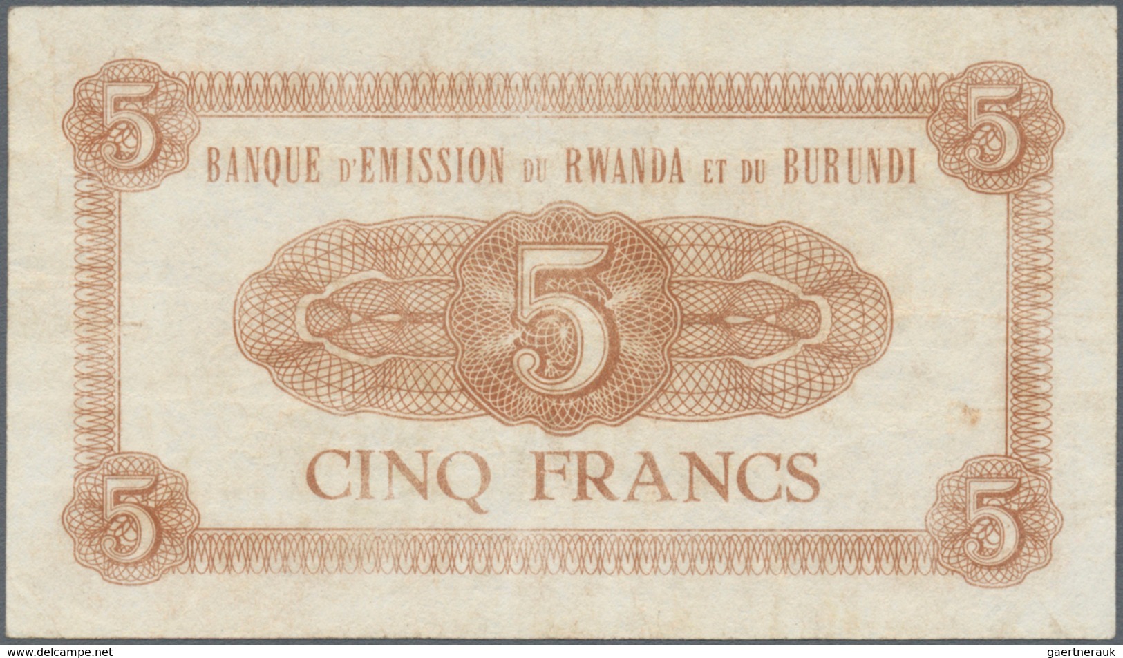 Rwanda-Burundi / Ruanda-Burundi: 5 Francs 1961 Banque D'Emission Du Rwanda Et Du Burundi P. 1, Used - Ruanda-Urundi