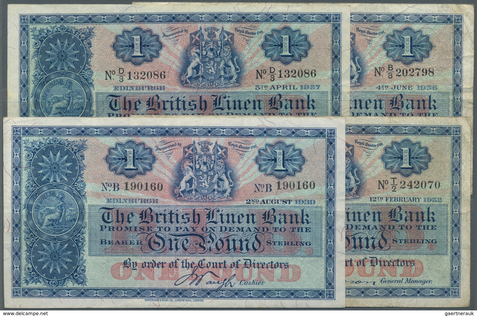 Scotland / Schottland: Set Of 4 Notes The British Linen Bank Containing 4x 1 Pound With Different Da - Andere & Zonder Classificatie