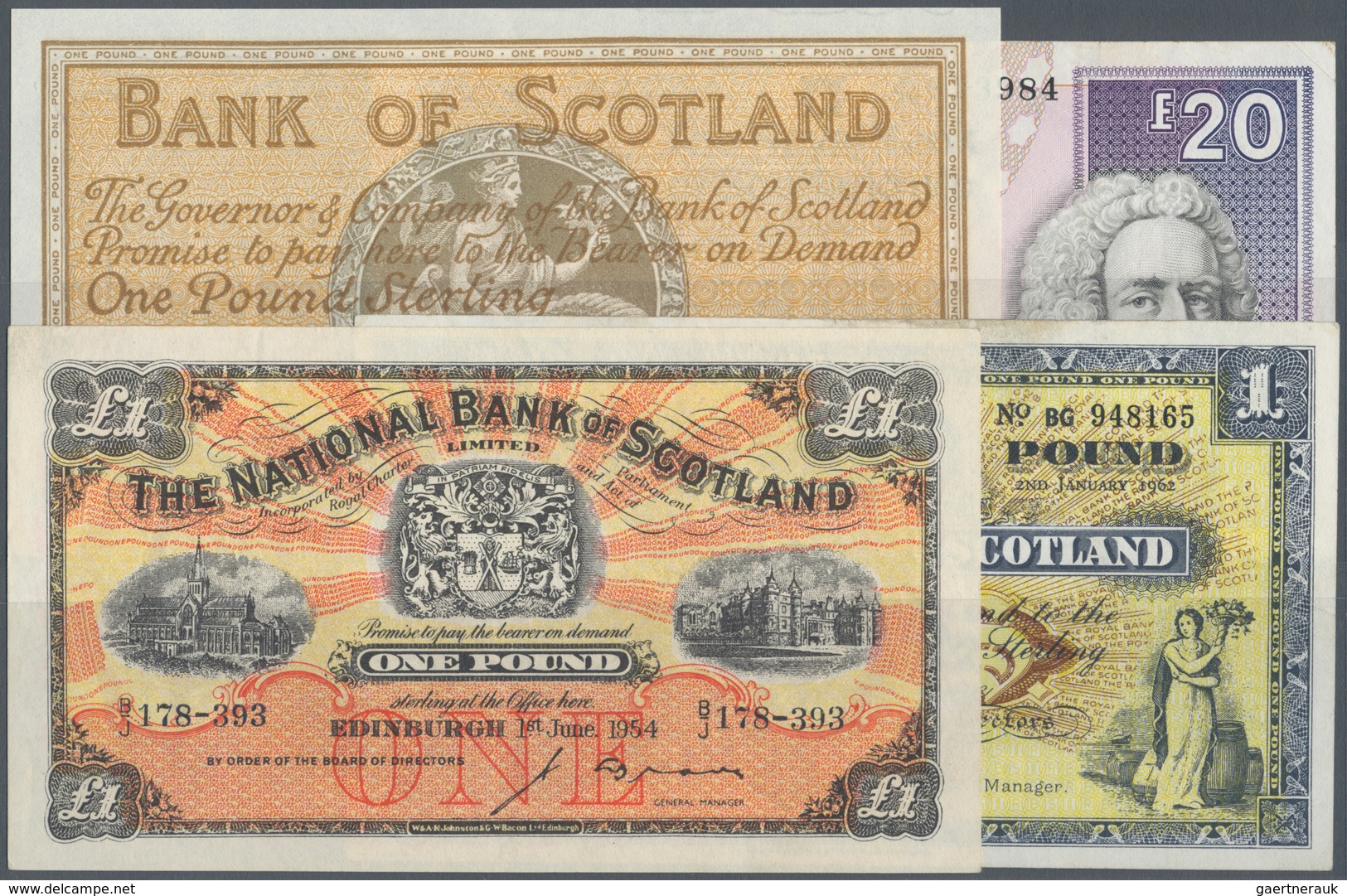 Scotland / Schottland: Set Of 10 Notes Containing Bank Of Scotland 1 Pound 1985 P. 111 (VF), 1 Pound - Sonstige & Ohne Zuordnung