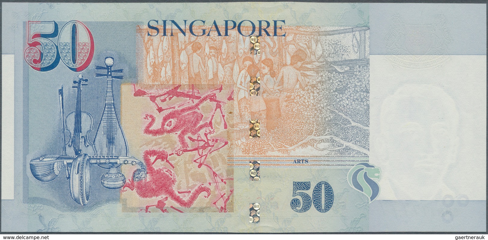Singapore / Singapur: 50 Dollars ND(1999) P. 41a With Solid Number Serial #0MN 777777 In Condition: - Singapur