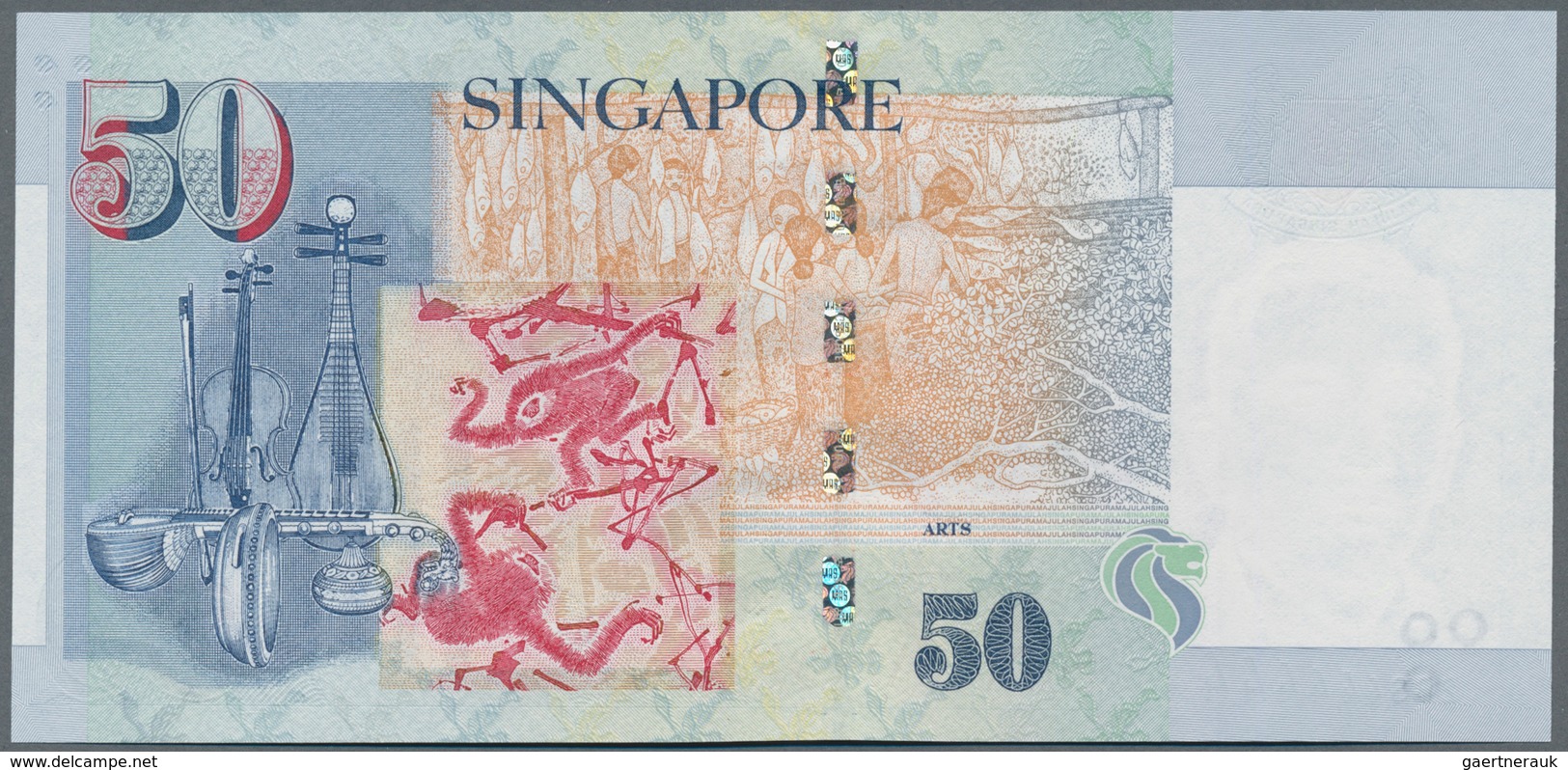 Singapore / Singapur: 50 Dollars ND(1999) P. 41b With Solid Serial Number #2BS 444444 In Condition: - Singapore