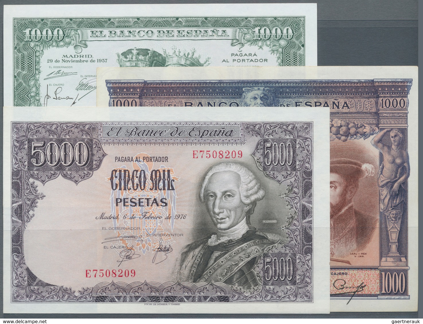 Spain / Spanien: Very Nice Set With 3 Banknotes 1000 Pesetas 1925 P.70c In VF, 1000 Pesetas 1957 P.1 - Otros & Sin Clasificación