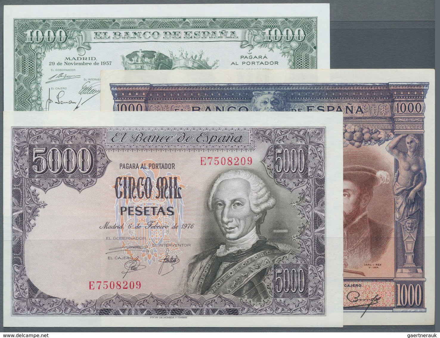 Spain / Spanien: Very Nice Set With 3 Banknotes 1000 Pesetas 1925 P.70c In VF, 1000 Pesetas 1957 P.1 - Autres & Non Classés